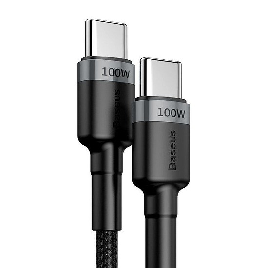Baseus Cafule USB-C-USB-C kábel, QC 3.0, PD 2.0, 100 W, 5A, 2 m, szürke-fekete (CATKLF-ALG1)