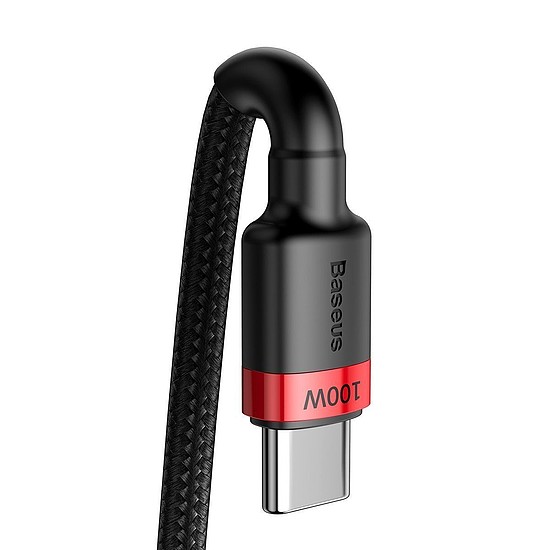 Baseus Cafule USB-C - USB-C kábel, QC 3.0, PD 2.0, 100 W, 5A, 2 m, piros-fekete (CATKLF-AL91)