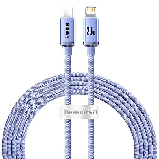 Baseus Crystal USB-C kábel a Lightninghez, 20W, PD, 2m, ibolya (CAJY000305)
