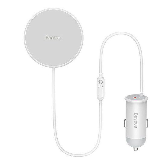 Baseus CW01 Mágneses autós telefontartó szellőzőrácsra, USB-C, 15W + 25W, fehér (SUCX040102)