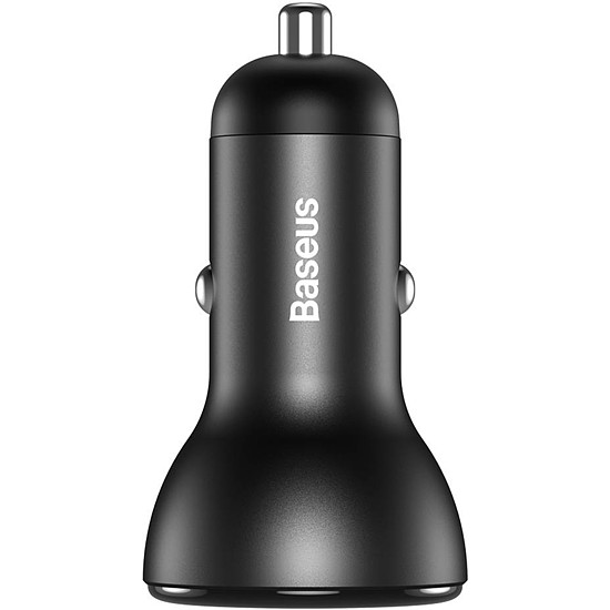 Baseus digitális kijelzős autós töltő, 2x USB, QC3.0, 45W, 5A, szürke (CCBX-B0G)