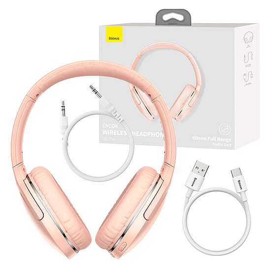 Baseus Encok vezeték nélküli fejhallgató D02 Pro, rózsaszín (NGTD010304)