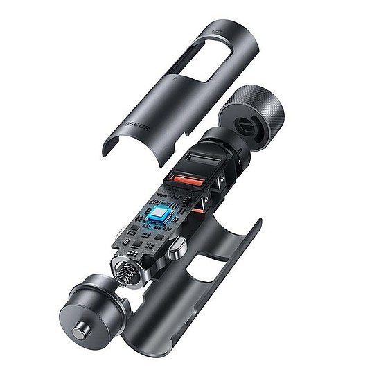 Baseus Energy Column Pro autós vezeték nélküli MP3 töltő, Bluetooth 5.0, 2xUSB, 30W, szürke (CDNL000014)