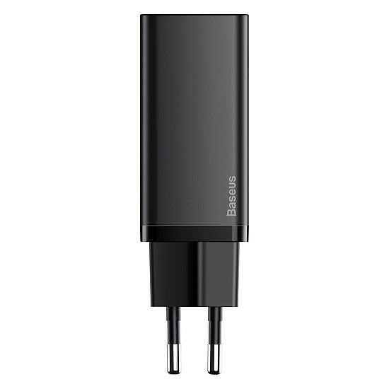 Baseus GaN Lite fali töltő, 2x USB-C, 65W, EU, fekete (CCGAN2L-E01)