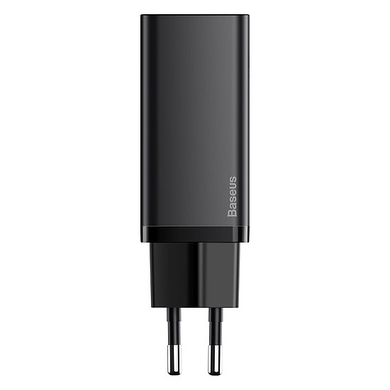 Baseus GaN2 Lite fali töltő, USB + USB-C, 65 W, EU, fekete (CCGAN2L-B01)