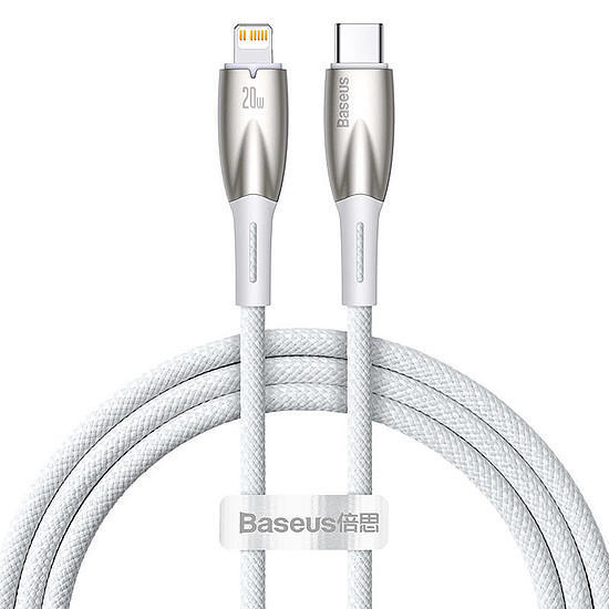 Baseus Glimmer USB-C - Lightning töltőkábel, 20W, 1m, fehér (CADH000002)