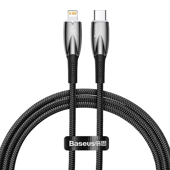 Baseus Glimmer USB-C - Lightning töltőkábel, 20W, 1m, fekete (CADH000001)