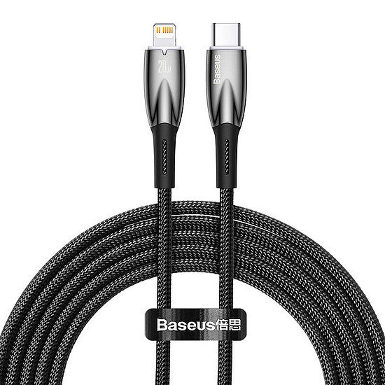 Baseus Glimmer USB-C - Lightning töltőkábel, 20W, 2m, fekete (CADH000101)