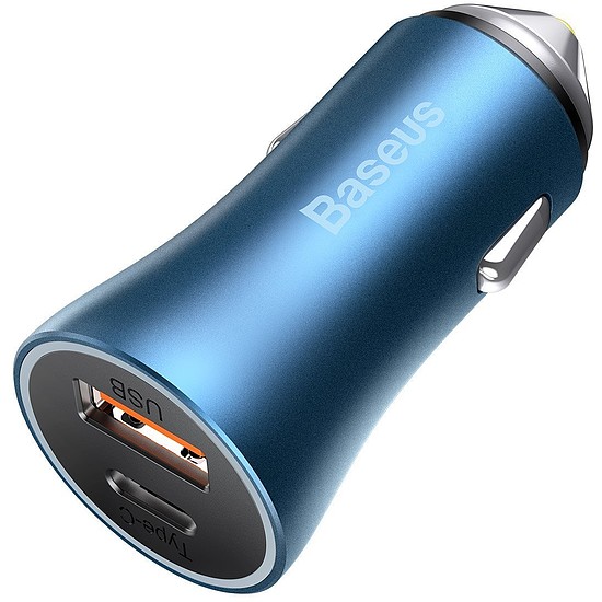 Baseus Golden Contactor Pro autós töltő, USB + USB-C, QC4.0 +, PD, SCP, 40 W, kék (CCJD-03)