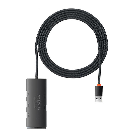 Baseus Lite Series 4 az 1-ben USB - 4x USB 3.0 hub, 2m fekete (WKQX030201)