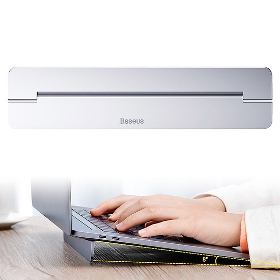 Baseus öntapadó alumínium laptopállvány vékony és vékony ezüst (SUZC-0S)