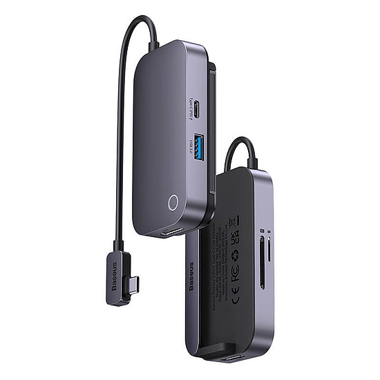 Baseus PadJoy 6 az 1-ben HUB USB-C - USB 3.0 + HDMI + USB-C PD + jack 3.5mm + SD/TF, szürke (WKWJ000113)