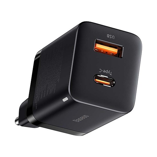 Baseus Super Si Pro gyorstöltő USB + USB-C 30W, fekete (CCSUPP-E01)
