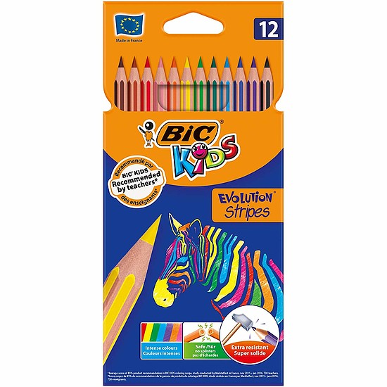 Bic Kids Evolution Stripes színesceruza készlet 12db-os famentes, hatszög 950522