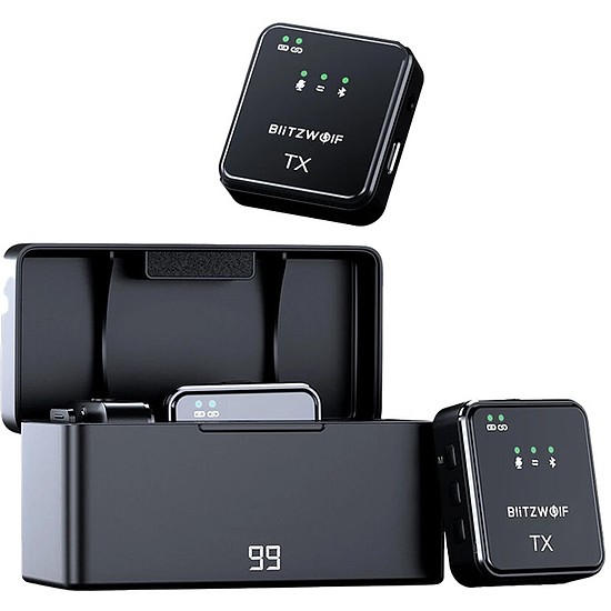 BlitzWolf BW-SX63 vezeték nélküli mikrofon, 1000mAh (fekete)