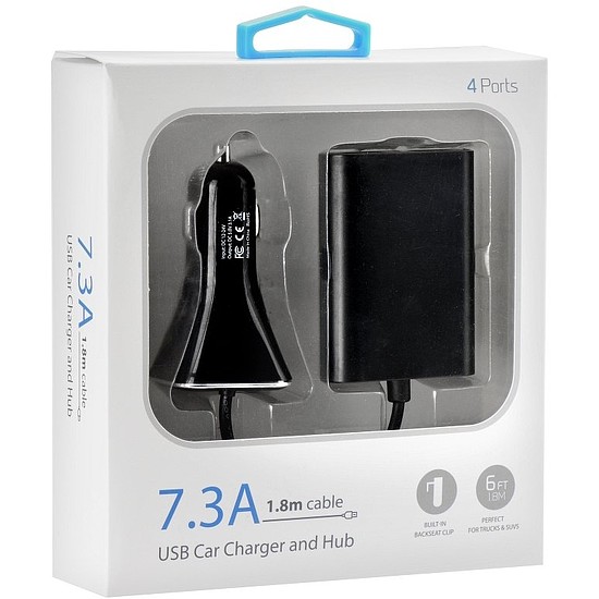 BlueStar autós töltő 4 x USB, 7,3 A, kábel 1,8 m (BS376077)