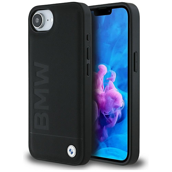 BMW bőr Hot Stamp iPhone 16e tok - fekete