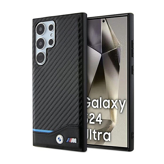 BMW Leather Carbon Blue Line - Samsung Galaxy S24 Ultra tok fekete (BMHCS24L22NBCK)