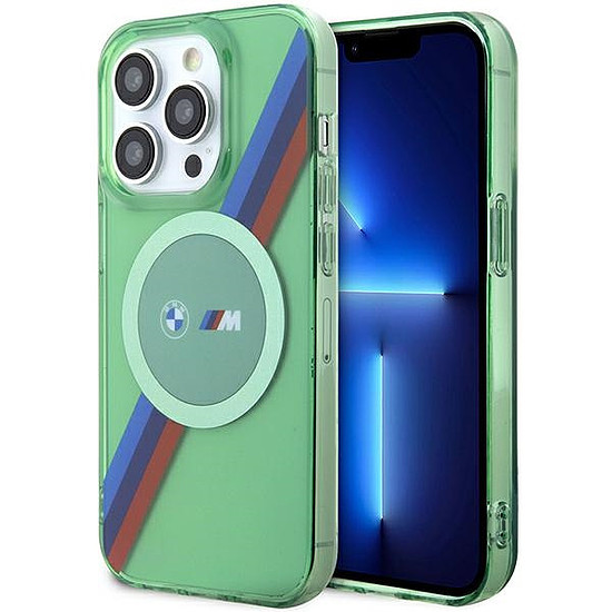 BMW M Tricolor Stripes MagSafe tok iPhone 15 Próhoz - zöld