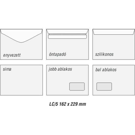 Boríték LC5 162x229 mm öntapadó nyomatlan
