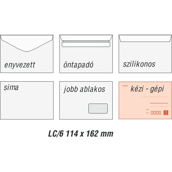 Boríték LC6 114x162 mm öntapadó bélésnyomatlan