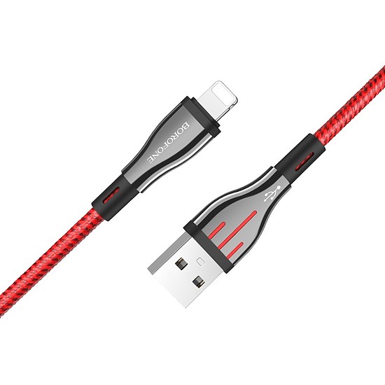 Borofone Highway - 1,2 m-es USB-Lightning csatlakozókábel fekete/piros (BFO-BU23-L-BR)
