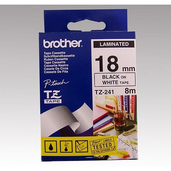 Brother TZe-241 laminált feliratozószalag 18mm széles fehér - fekete