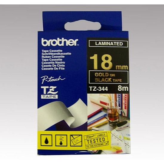 Brother TZe-344 laminált feliratozószalag 18mm széles fekete - arany