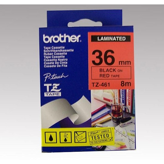 Brother TZe-461 laminált feliratozószalag 36mm széles piros - fekete