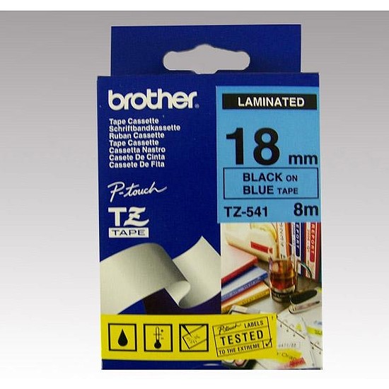 Brother TZe-541 laminált feliratozószalag 18mm széles kék - fekete