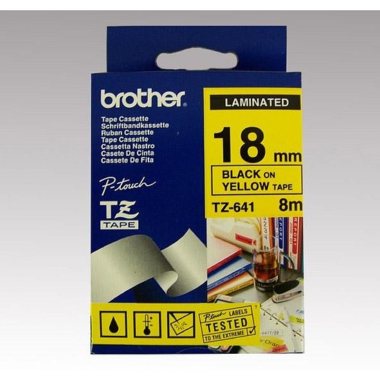 Brother TZe-641 laminált feliratozószalag 18mm széles sárga - fekete