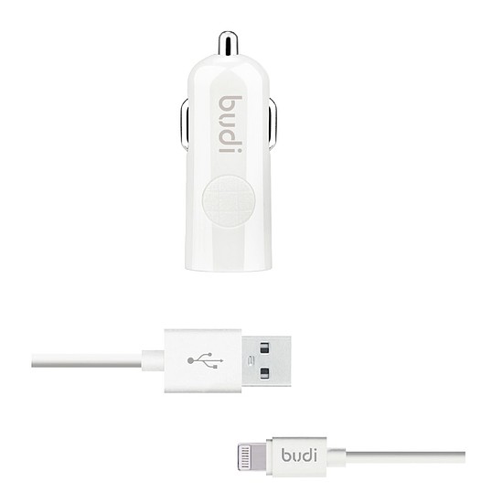 Budi - 1 db USB autós töltő LED jelzővel+villámkábellel (BD062L)