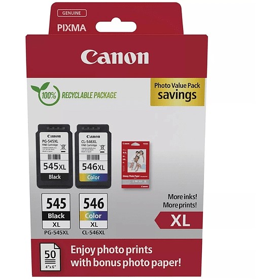Canon PG-545XL CL-546XL Multipack tintapatron eredeti GP501 8286B006 8286B011 +50 ív fotópapír