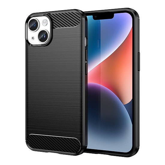 Carbon Case iPhone 14 Plus rugalmas gél hátlap fekete