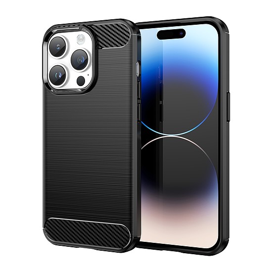 Carbon Case iPhone 14 Pro Max rugalmas gél hátlap fekete