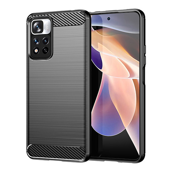 Carbon Case rugalmas tokburkolat Xiaomi Redmi Note 11 Pro+ 5G (Kína) / 11 Pro 5G (Kína) / Mi11i HyperCharge / Poco X4 NFC fekete