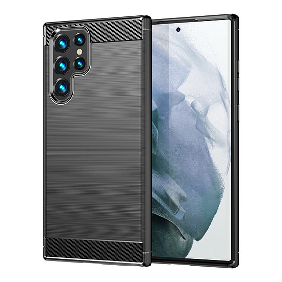 Carbon Case Samsung Galaxy S23 Ultra rugalmas szilikon karbon borítás fekete