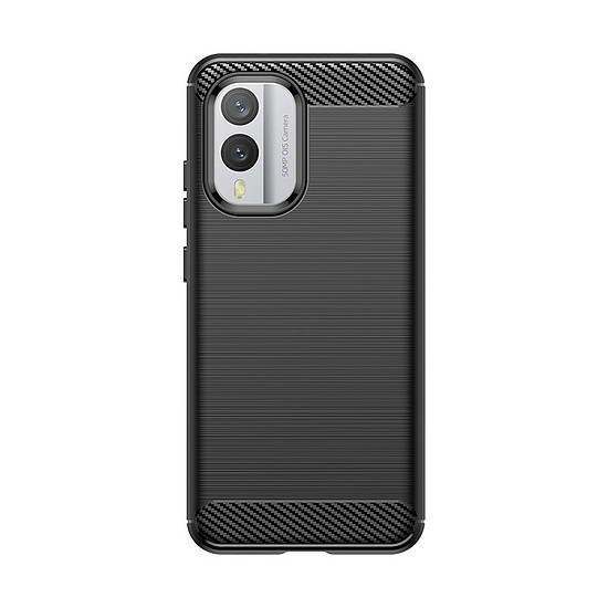 Carbon Case szilikon tok Nokia X30 telefonhoz - fekete