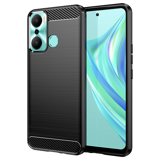 Carbon Case tok Infinix Hot 20 Play flexibilis szilikon karbon borításhoz fekete