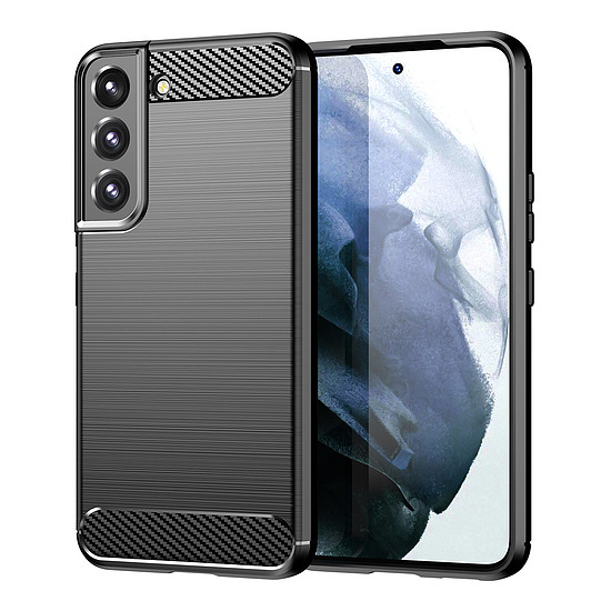 Carbon Case tok Samsung Galaxy S23+ rugalmas szilikon karbon borítással fekete