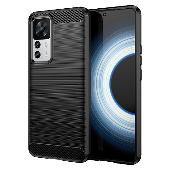 Carbon Case tok Xiaomi 12T Pro / Xiaomi 12T rugalmas szilikon karbon borításhoz fekete
