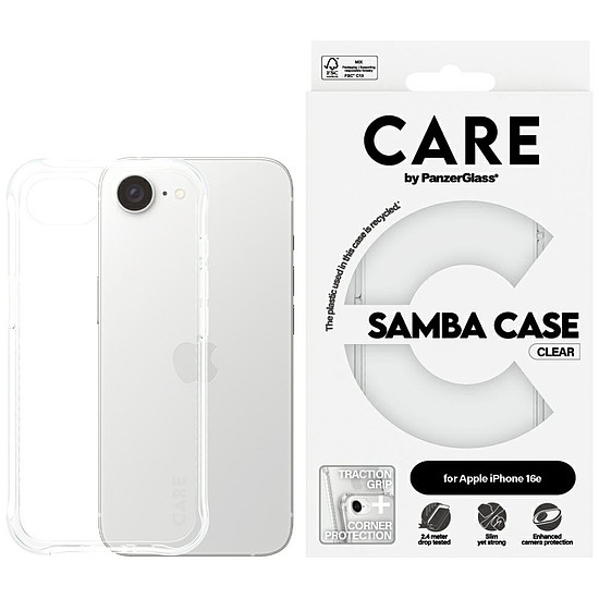 CARE by PanzerGlass divatos iPhone 16e tok - átlátszó