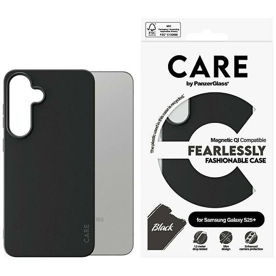 CARE by PanzerGlass divatos QI tok Samsung Galaxy S25+ készülékhez - fekete