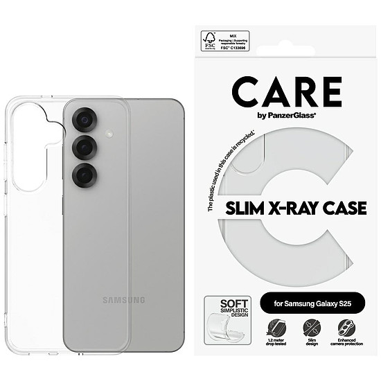 CARE by PanzerGlass divatos röntgentok Samsung Galaxy S25-höz - átlátszó