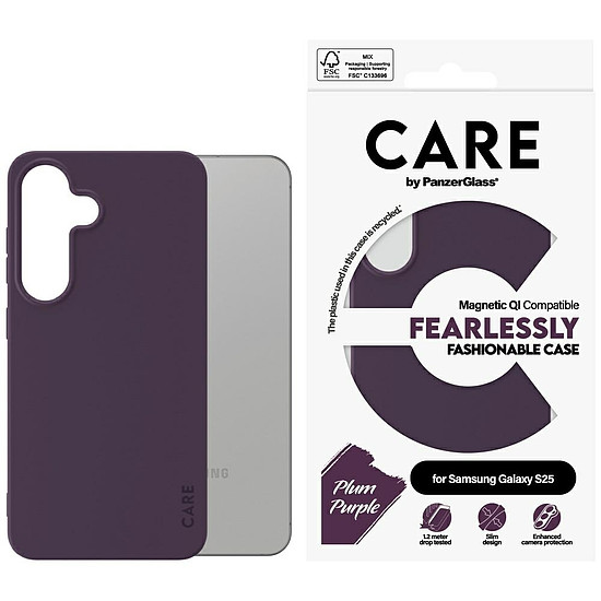 CARE by PanzerGlass Fashion QI tok Samsung Galaxy S25-höz - lila (188256)