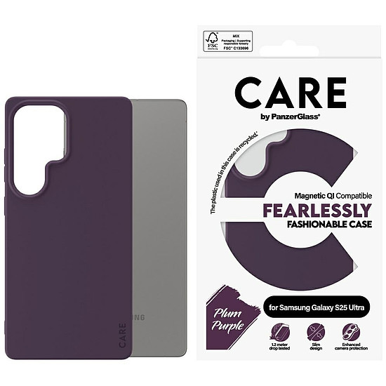 CARE by PanzerGlass Fashion QI tok Samsung Galaxy S25 Ultra készülékhez - lila (188259)