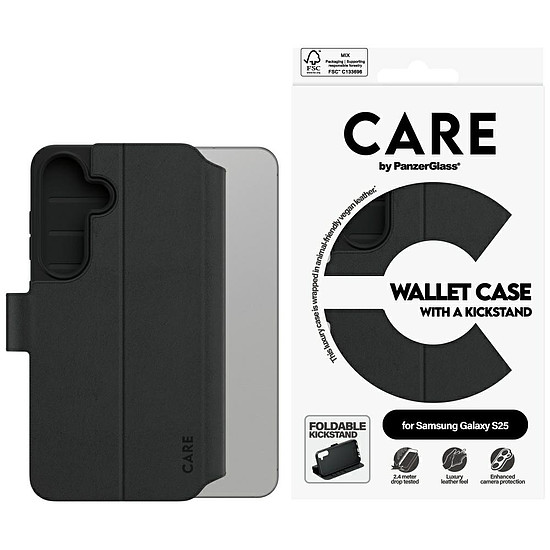 CARE by PanzerGlass Feature pénztárca tok Samsung Galaxy S25 készülékhez - fekete