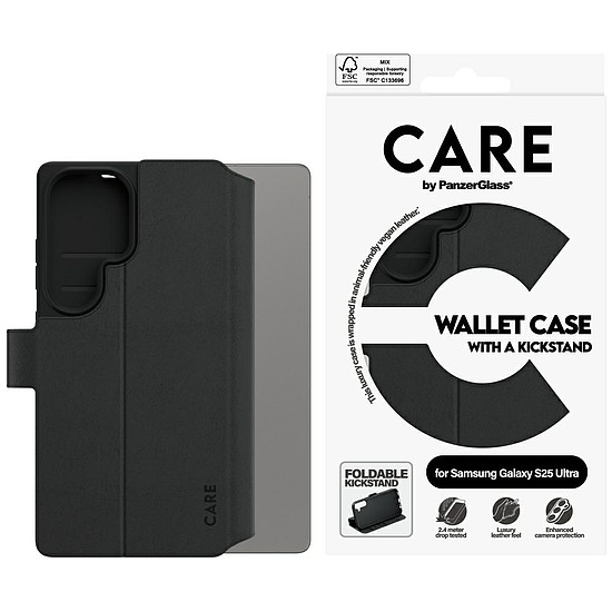 CARE by PanzerGlass Feature pénztárca tok Samsung Galaxy S25 Ultra készülékhez - fekete