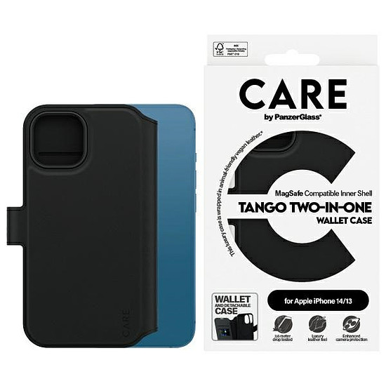CARE by PanzerGlass Feature Tango 2in1 pénztárca-MagSafe tok iPhone 13 / 14-hez - fekete