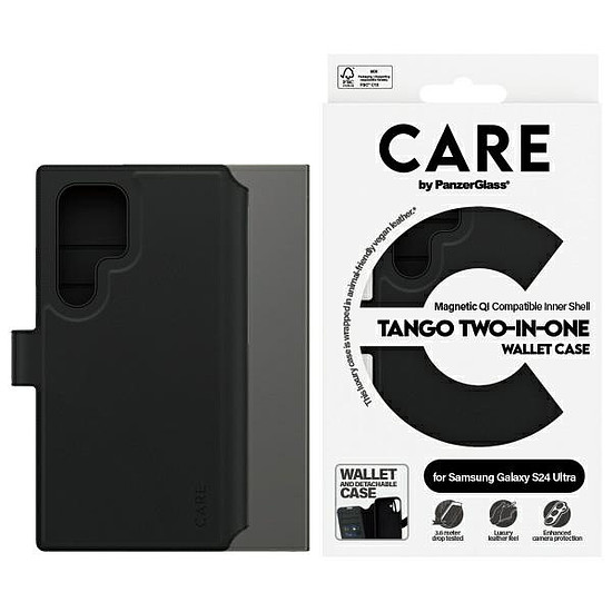 CARE by PanzerGlass Feature Tango 2in1 pénztárca tok Samsung Galaxy S24 Ultra készülékhez, fekete